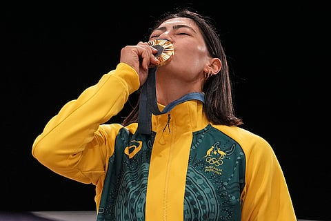 Women's BMX racing medal ceremony: Gold medalist Saya Sakakibara of Australia